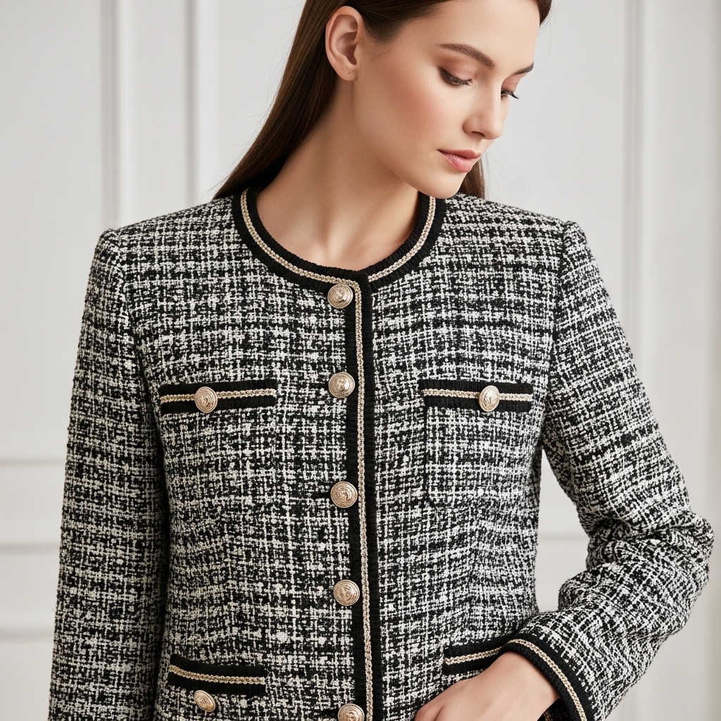 봄 시즌 트위드 자켓 샘플 제작